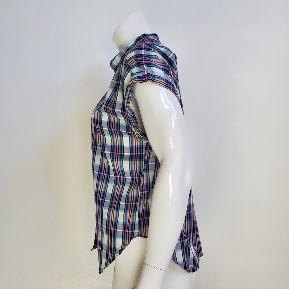 Vintage 80's Purple Plaid Button-Up Shirt - Picture 3 of 5
